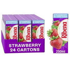 Ribena Strawberry Juice Drink Cartons - Multipack 24x250ml; No Added Sugar Real
