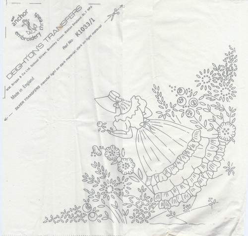 Vintage embroidery transfer - vintage,