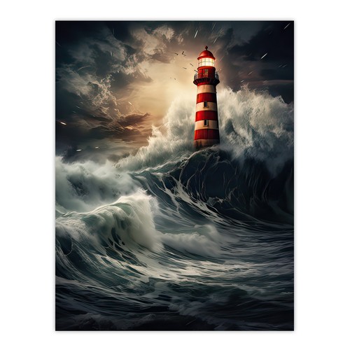 Lighthouse against stormy - against, a
