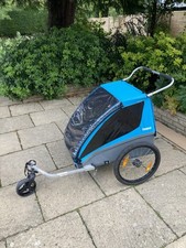 Thule Coaster XT Foldable Bike Trailer / Stroller blue, 2 child seat