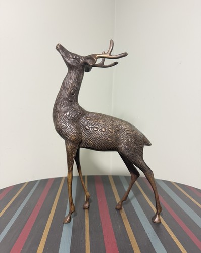 Large vintage mcm brass deer - brass,