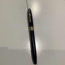 Sheaffer Black Touchdown FP W/ Gold Trim Fine Pt Nib With White Dot.