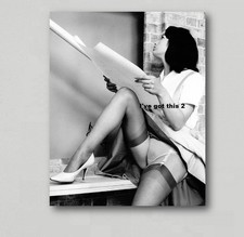 FRIDGE MAGNET Glamour Model Black Stockings Suspenders Vintage Nude Art 7007