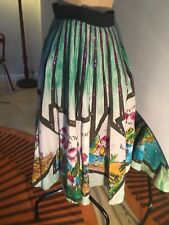 Vintage Mexican full circle skirt hand painted with postcard from Mexican towns!