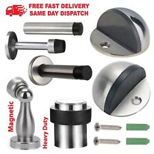 Door Stop Heavy Duty Projection Floor Skirting Rubber Stopper Chrome Satin Stops
