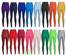 Womens Ladies American High Waisted Disco Shiny Wet Look Leggings Dancing Pants