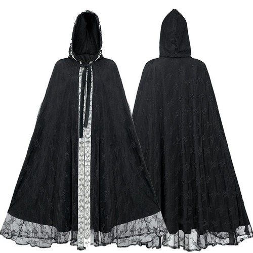 Lace adult hooded robe cloak - lace,