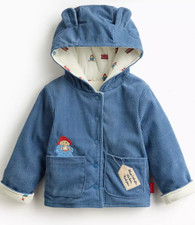 Baby  Boys Blue Ribbed Paddington Bear Coat  12/18 Months