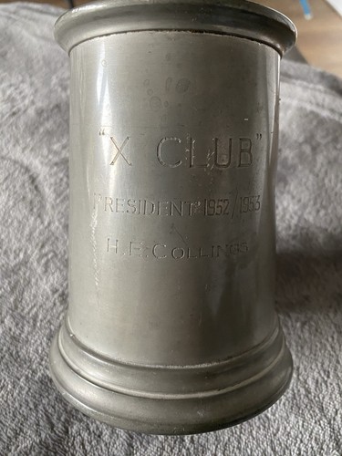 Antique pewter tankard club - pewter, x