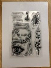 Woodware Clear Stamp by Francoise Read  FTS833 Full Jar Words Key Jar Bug Leaves