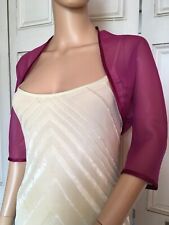 Magenta elbow length Chiffon Wedding Evening Shrug Bolero Wrap Jacket 