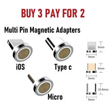 Magnetic ADAPTERS 3in1 USB Cable 3A FAST Charger Sync Phone Type-C Micro & iOS