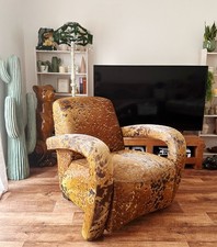 Cow Hide Armchair Modern Brown Lounge Chair Animal Skin Accent Chair