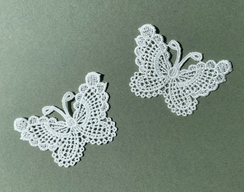 2pcs white butterfly applique - 2pcs,