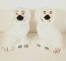 Pair of Beswick Wally Fireside Ceramic Gilded Spaniel Dog Figures 8" 1378-5