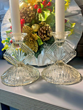 Pair of Art Deco clear Moulded