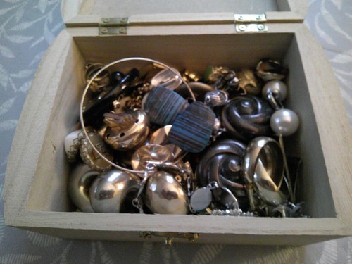 Wooden jewelry box full - jewelry, of