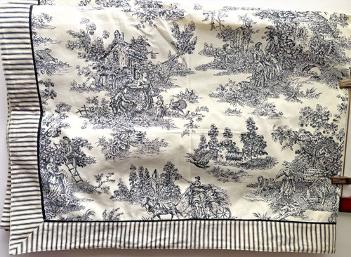 Black country toile tablecloth - black,