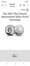 Silver Sovereign Coin 2025 London Mint Proof Classics Remastered Limited Mintag