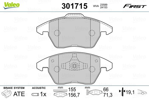 Valeo 301715 brake - pad, set