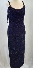 Monsoon Twilight Dress Navy Blue Beaded Sequinned Long Sleeveless Size 8 BNWT