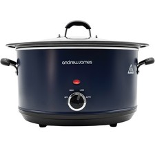 Slow Cooker 6.5 Litre with Aluminium Bowl for Use on Hob, Blue, Andrew James