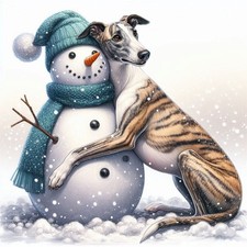 Greyhound and snowman