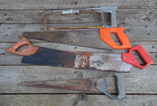 5 x Vintage Hand Wood Saws Old Carpentry Woodworking Saws Job Lot