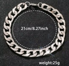 Bracelet 21cm Curb Adjustable Wedding Stainless Steel 1cm Diameter Bargain 