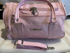 Vintage Head Holdall Bag Sport Gym Retro Pink Faux Leather Padlock & Key.