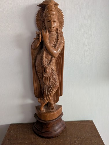 Vintage 24cm hand carved flute - hand,