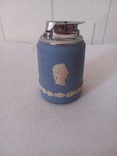 Vintage Wedgwood Blue Jasperware Ronson Cigarette Table Lighter 1950s