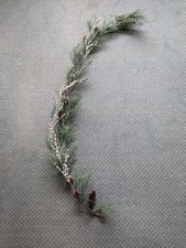 5.5ft green pine cone and white frosted berries Christmas garland - USED