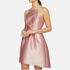 Miss Selfridge Bandeau Dip Hem Dress satin look Pink UK 6 /xs rrp £49