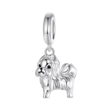 Shih Tzu Dangle Charm Cute Dog Puppy Pet Animal Genuine 925 Sterling Silver ?