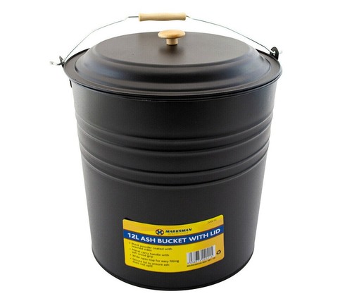 Large metal ash bucket black - ash,