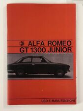 Alfa Romeo GT 1300 Junior Use and Maintenance Booklet