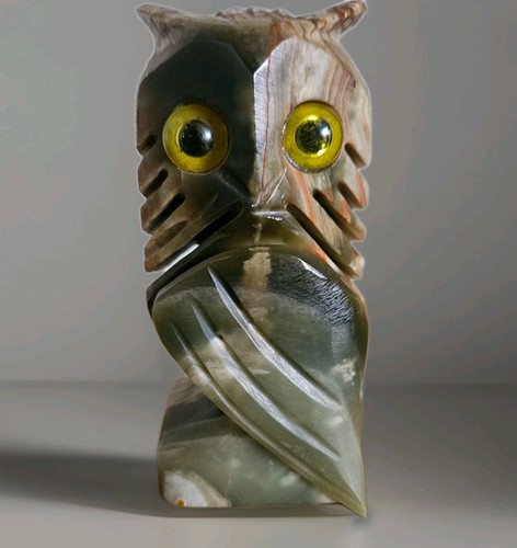 Owl figurine carved onyx - carved,