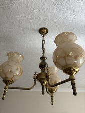 2 x Brass 3 Light Chandeliers