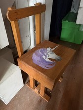 Vintage Apprentice Piece. Child's Desk Chair Seat Table. Solid Light Wood.