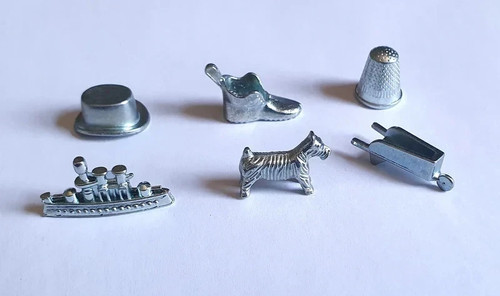 Metal monopoly tokens - monopoly,