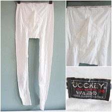 Vintage 1980s Mens Long Johns Jockey Underwear Unused White Y Fronts 34"