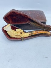 meerschaum pipe with amber stem, cased Bird With Amber Egg Antique carved small