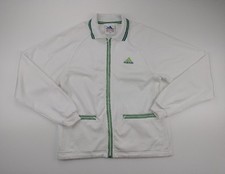 Adidas Vintage 90s White Jacket Tennis Track Green Trim Medium Retro Y2K Rare
