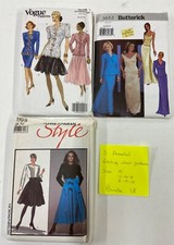 3 Vintage Vogue Butterick+Style dressmaking paper patterns mixed sizes Bundle 18