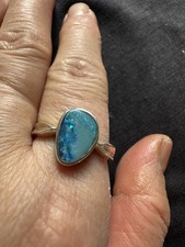 925  Sterling Silver Fiery Boulder Opal  Ring -UK Size S