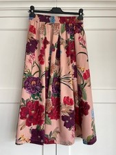 Zara Ladies Midi Cotton Pink Floral Skirt, Size S