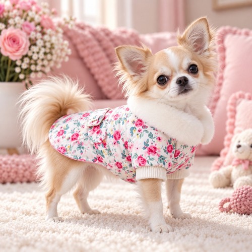 Floral dog cat winter coat - /,