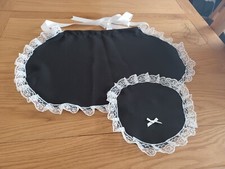 FRENCH MAID WAIST APRON+ CAP - ADULTS 50'S STYLE / MAID PINNY -Hat ROCKY Black