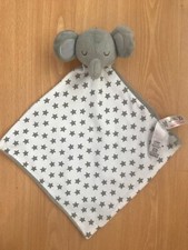 George Asda Grey Sleeping Elephant Star Design Soft Comforter Baby Blankie   